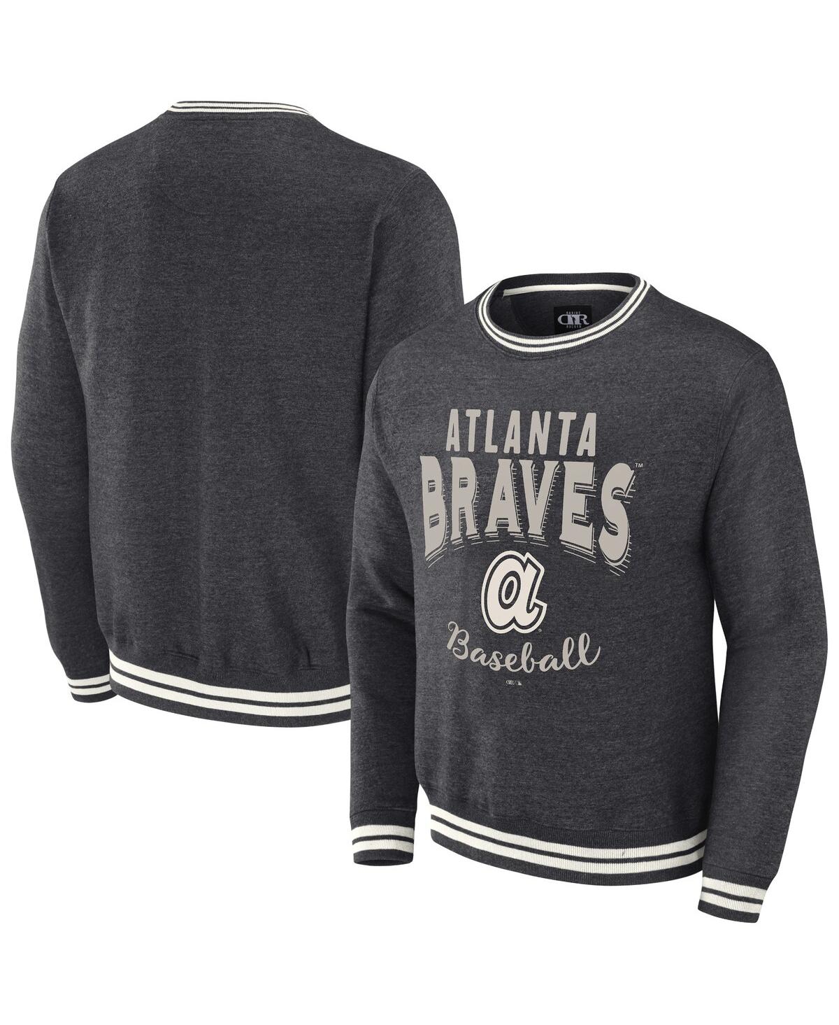 Men's Darius Rucker Collection by Fanatics Heather Charcoal Distressed Atlanta Braves Vintage-Like Pullover Sweatshirt - Heather Charcoal