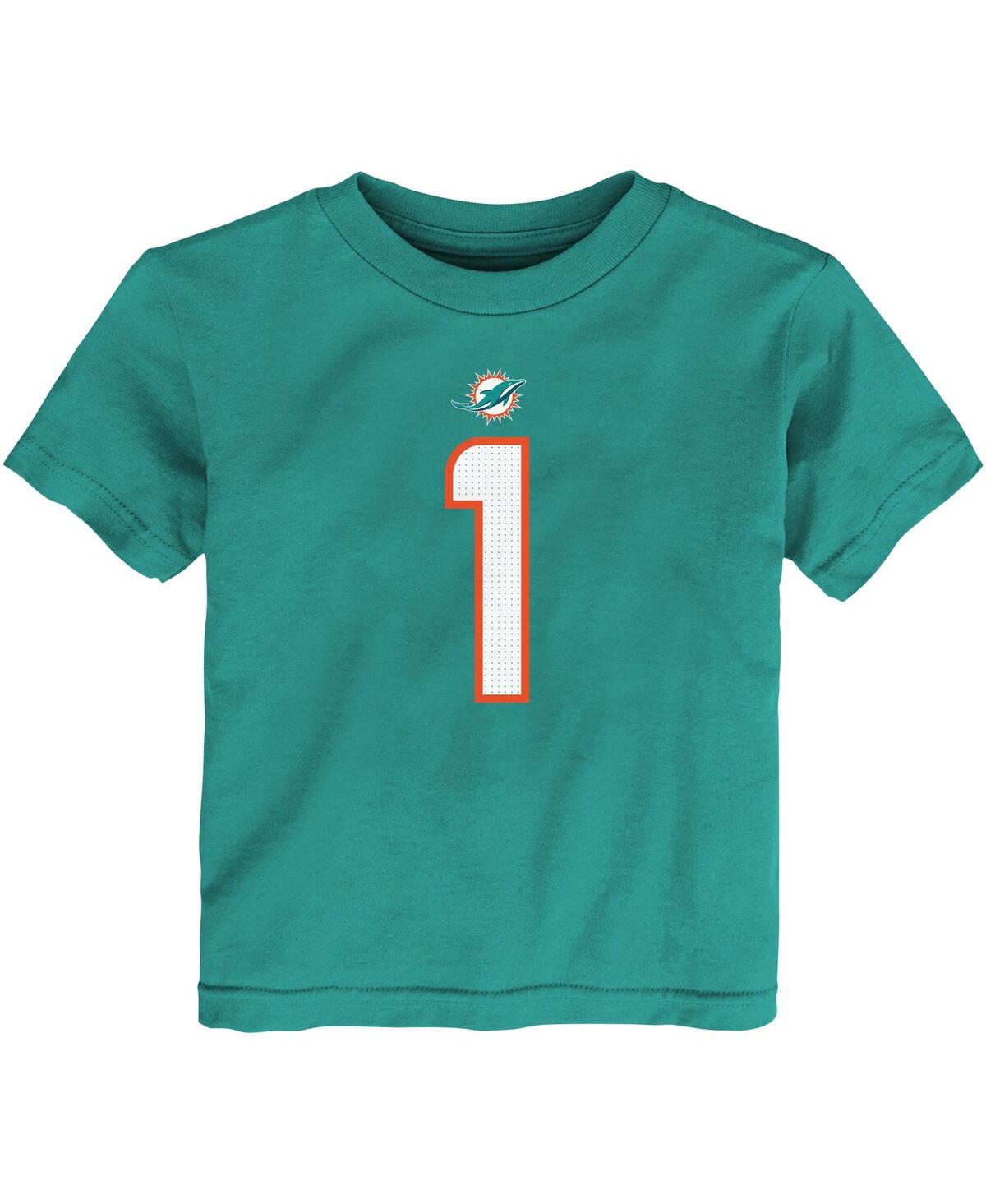 Nike Toddler Boys And Girls  Tua Tagovailoa Aqua Miami Dolphins Player Name And Number T-shirt In Aqua