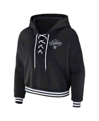 Women's Black Las Vegas Raiders Lace-Up Pullover Hoodie
