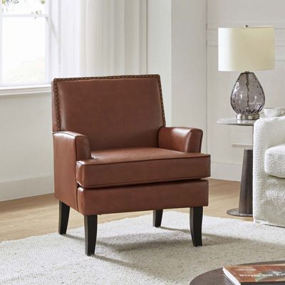 Nihad Modern Faux Leather Accent Chair with Nailhead Trim