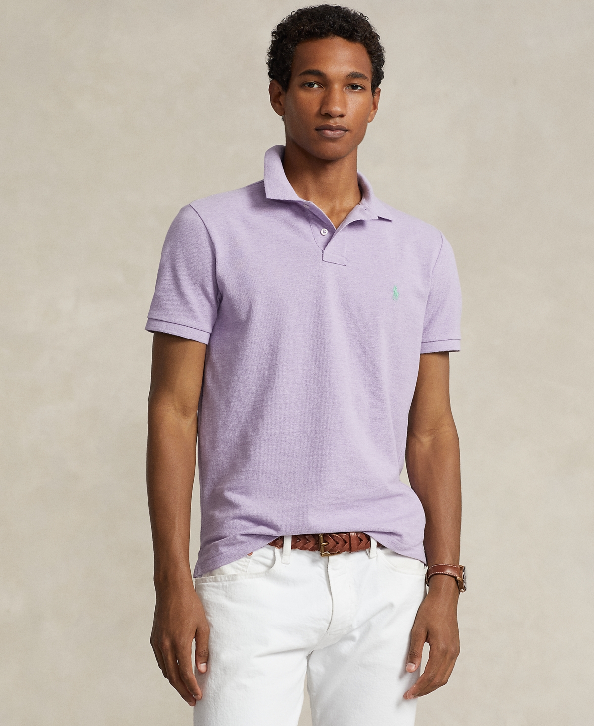 Shop Polo Ralph Lauren Men's Classic-fit Mesh Polo Shirt In Pastel Purple Heather