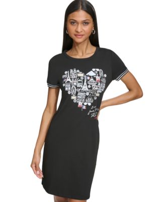 KARL LAGERFELD PARIS - Women's Whimsical Heart Short-Sleeve Dress