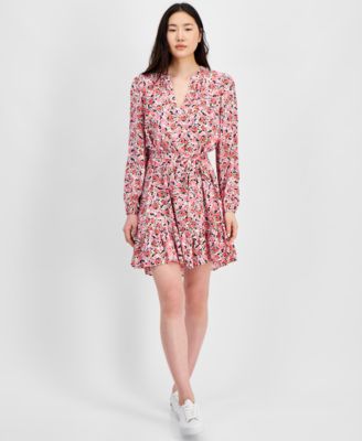Tommy Hilfiger - Women's Floral-Print Sandbar Tie-Front Fit & Flare Tiered Dress