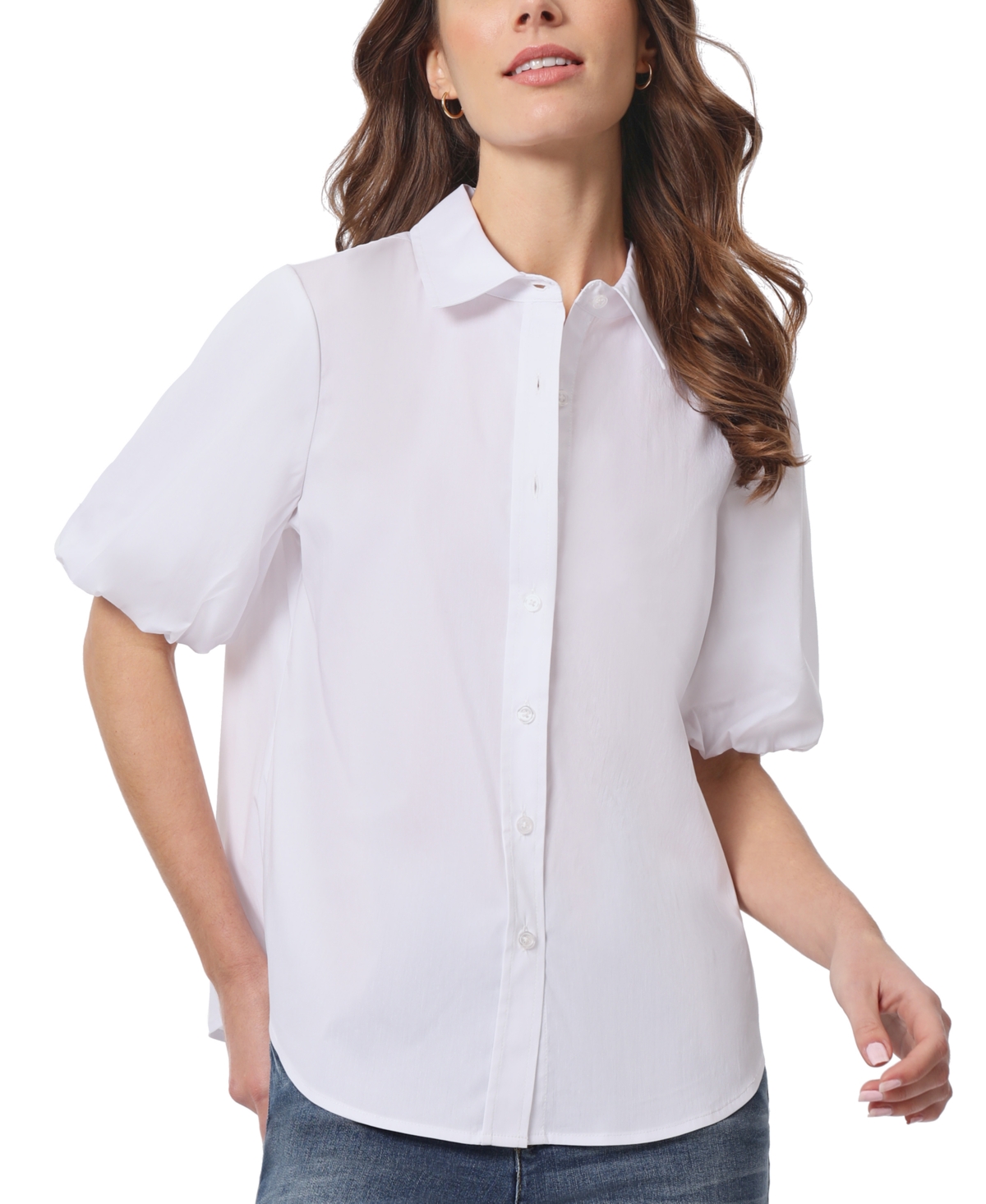 Women's Puffed-Sleeve Blouse - NYC White
