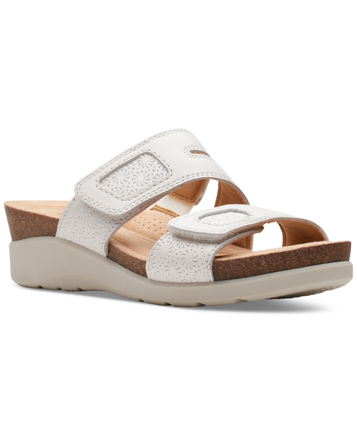 Shop Clarks Women's Calenne Maye Slip On Wedge Sandals In White