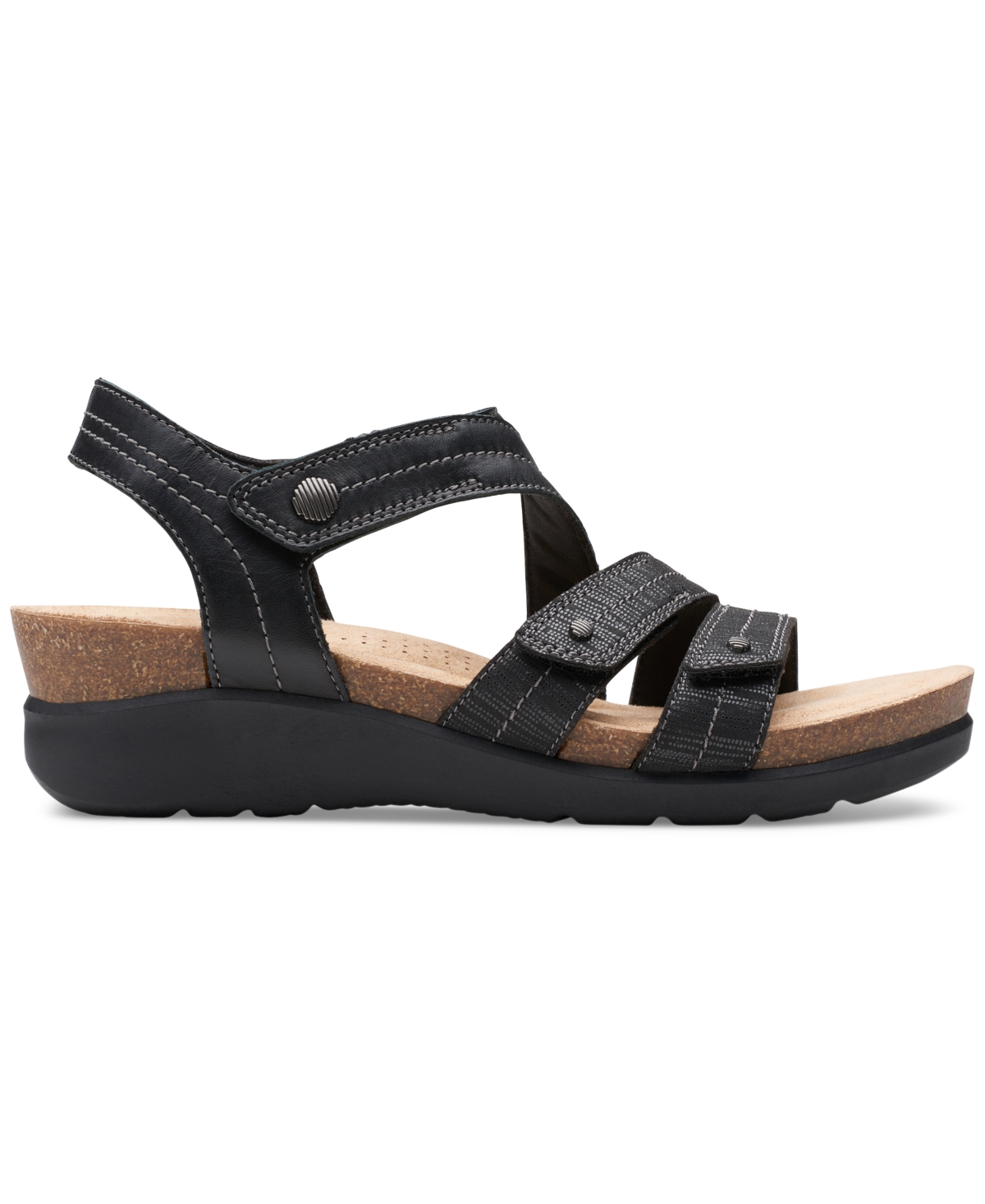 Shop Clarks Women's Calenne Clara Strappy Wedge Sandals In Black Comb