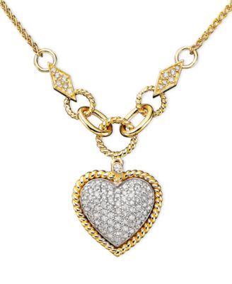 D'Oro by EFFY® Diamond Pavé Diamond Heart Pendant (3/4 ct. t.w.) in 14k  Gold or 14k Rose Gold