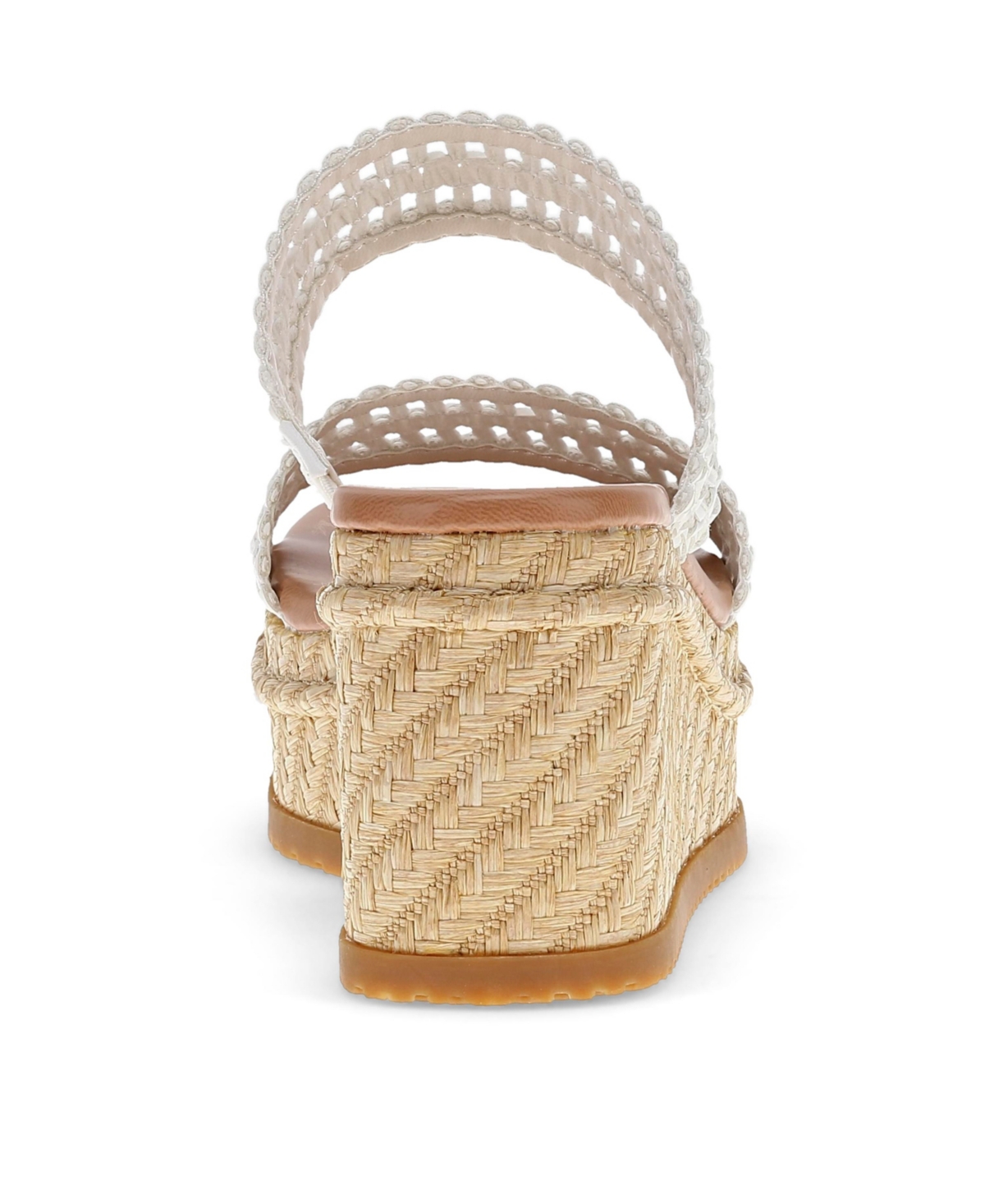 Baretraps Sophie Womens Woven Faux Leather Wedge Sandals In White