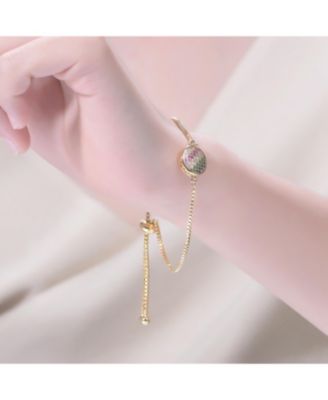 Gigi Girl Teens 14K Gold Plated Multi Color Cubic Zirconia Adjustable Bracelet
