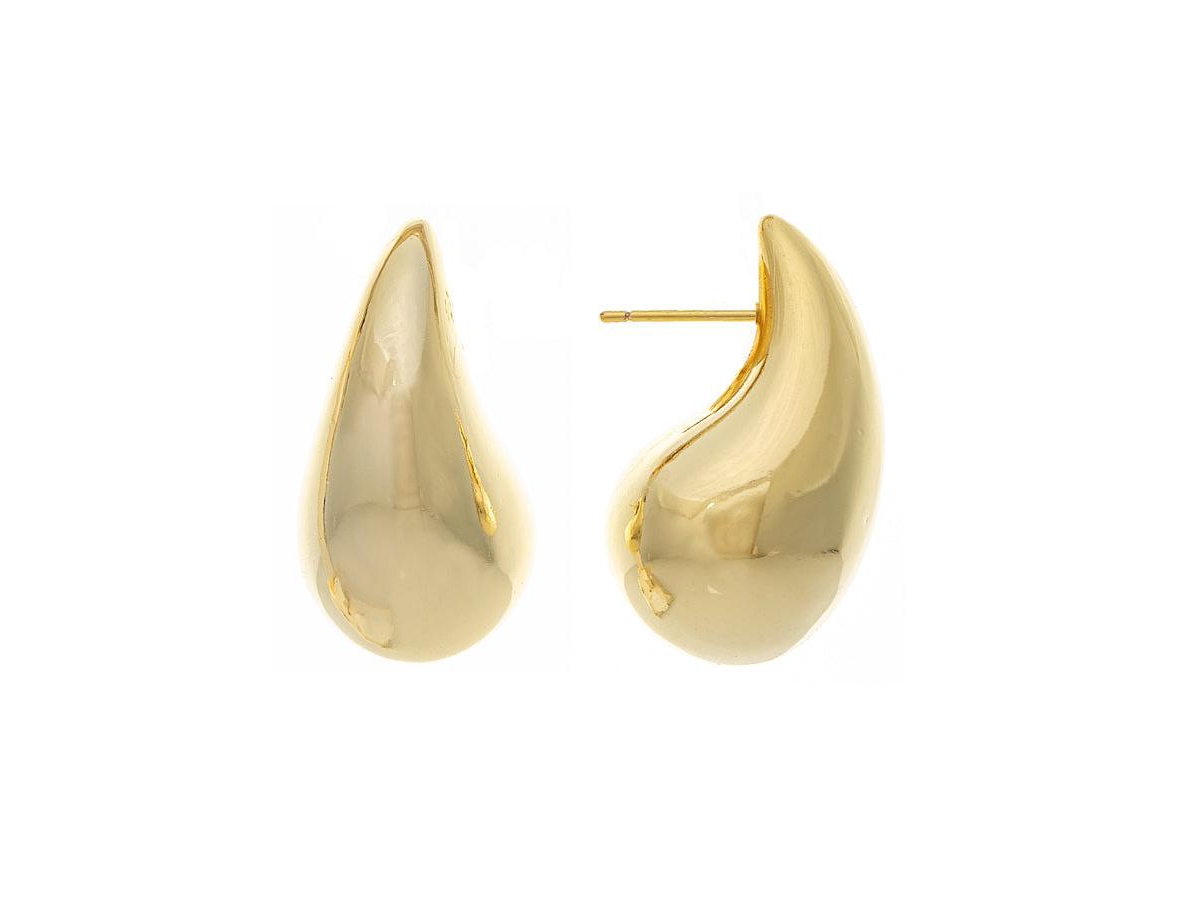 Polished Teardrop Stud Earrings - Gold