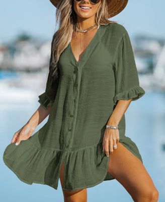 Women's Aubree Ruffled Swim Cover-Up Dress