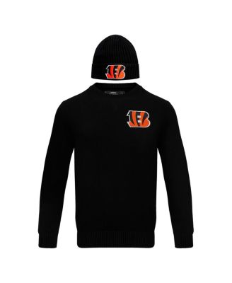 Men's Black Cincinnati Bengals Crewneck Pullover Sweater and Cuffed Knit Hat Box Gift Set