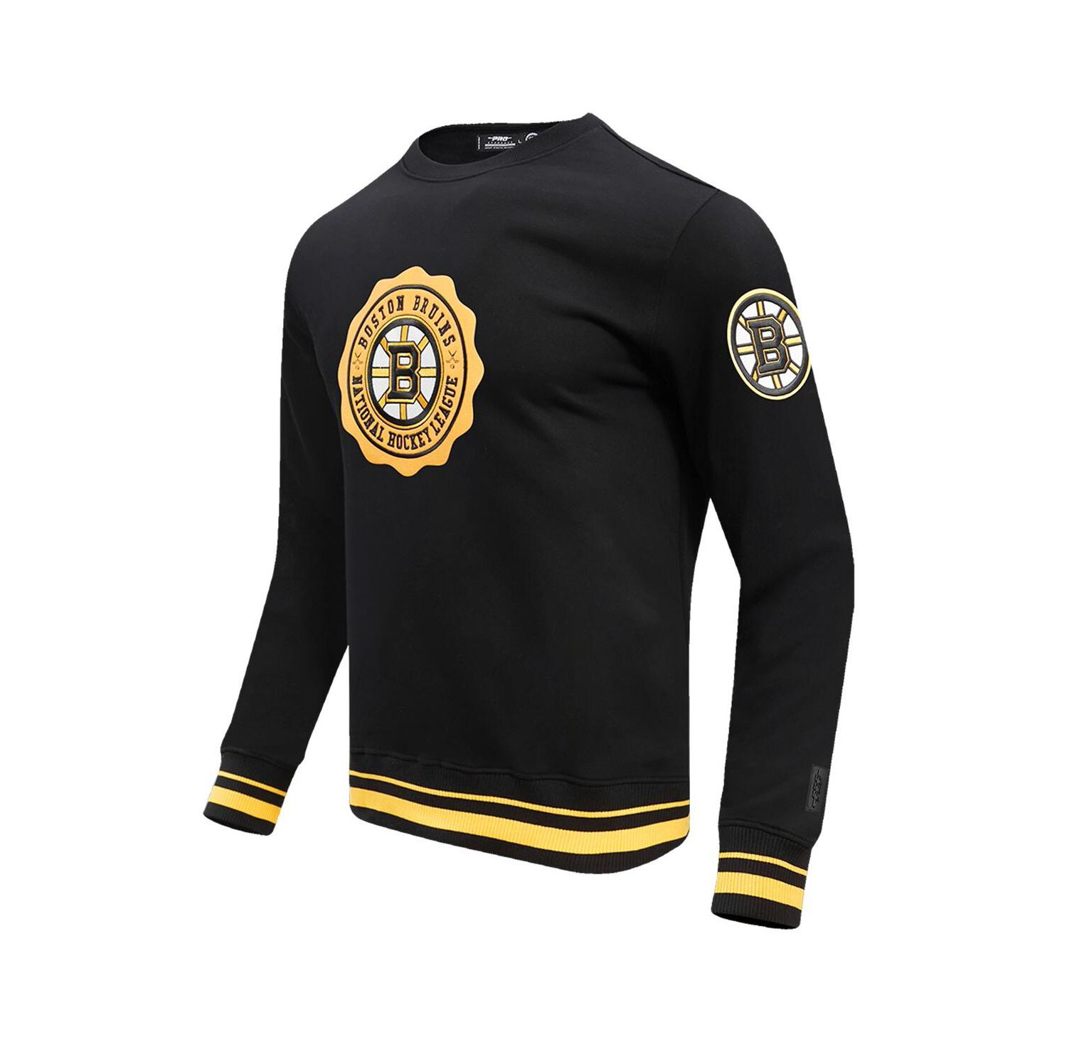 Men's Black Boston Bruins Crest Emblem Pullover Sweatshirt
