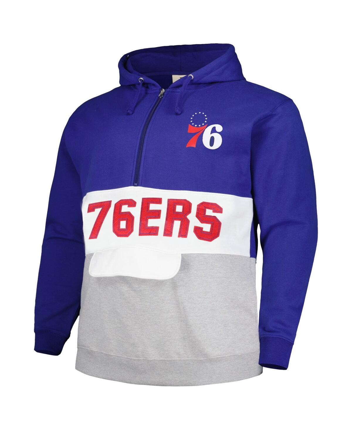 Men's FanaticsPhiladelphia 76ers Big and Tall Anorak Half-Zip Hoodie - Royal