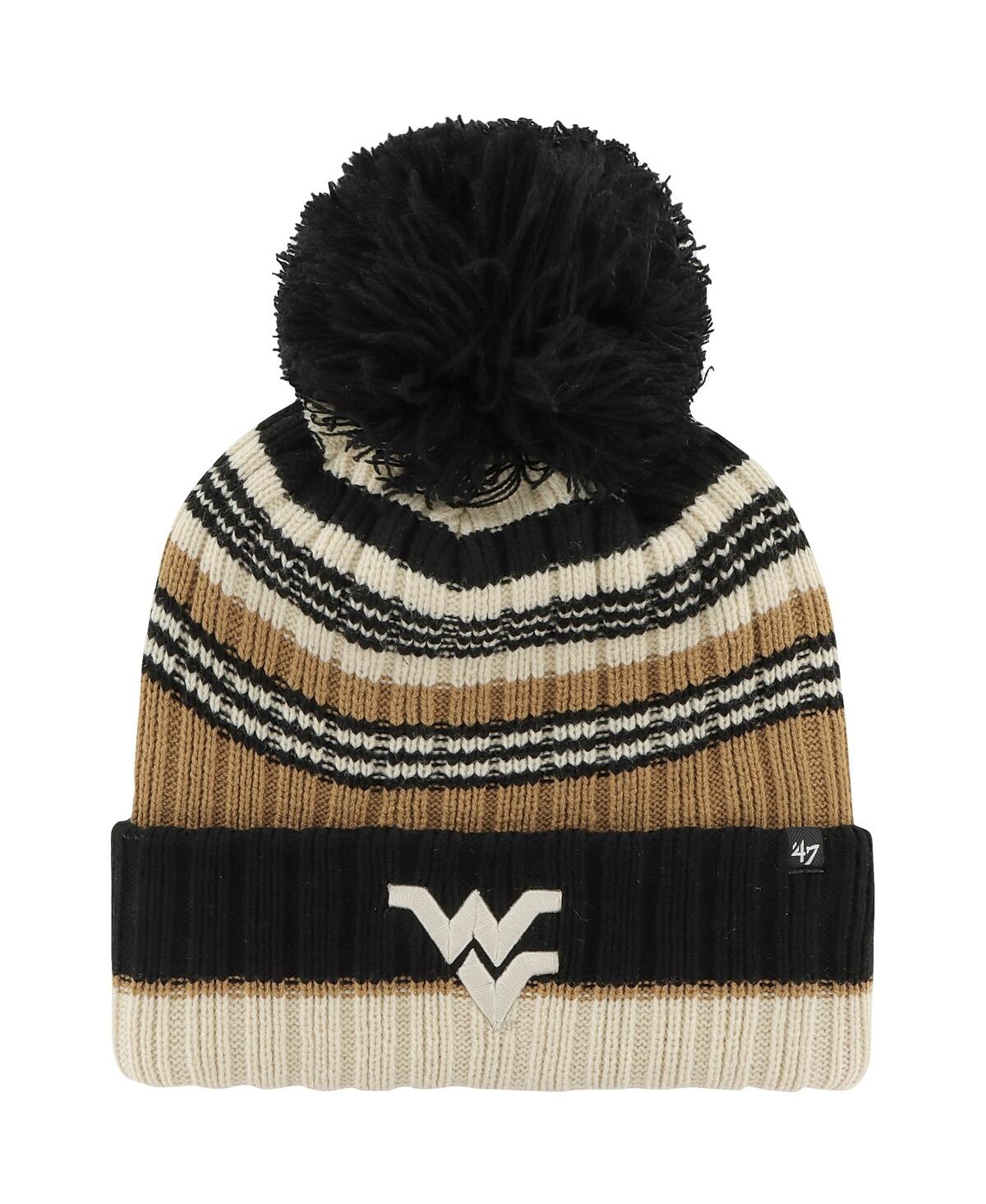 47 Brand Women's ' Khaki West Virginia Mountaineers Barista Cuffed Knit Hat With Pom In Brown