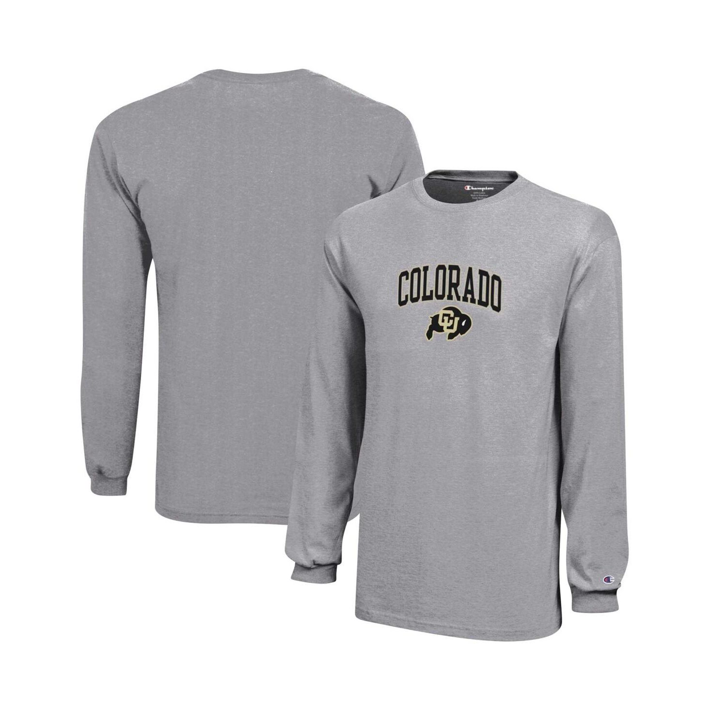Big Boys Gray Colorado Buffaloes Arch Over Logo Long Sleeve Jersey T-shirt