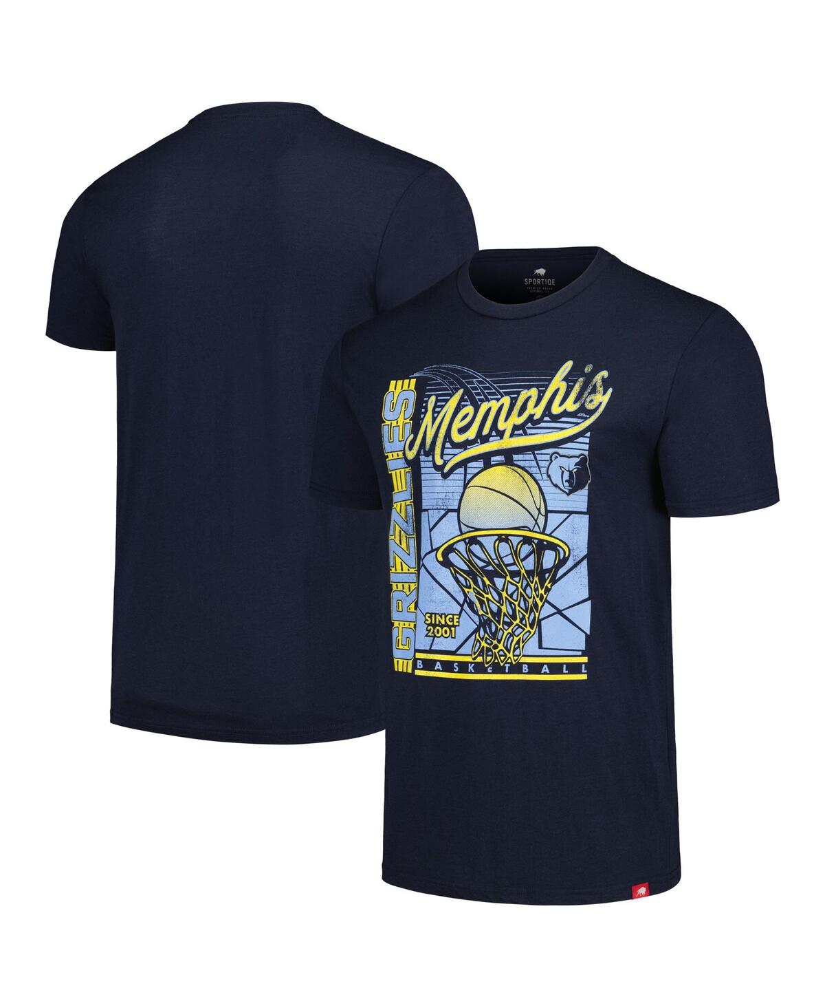 Men's and Women's Sportiqe Navy Distressed Memphis Grizzlies Swish Super-Soft Comfy Tri-Blend T-shirt - Navy