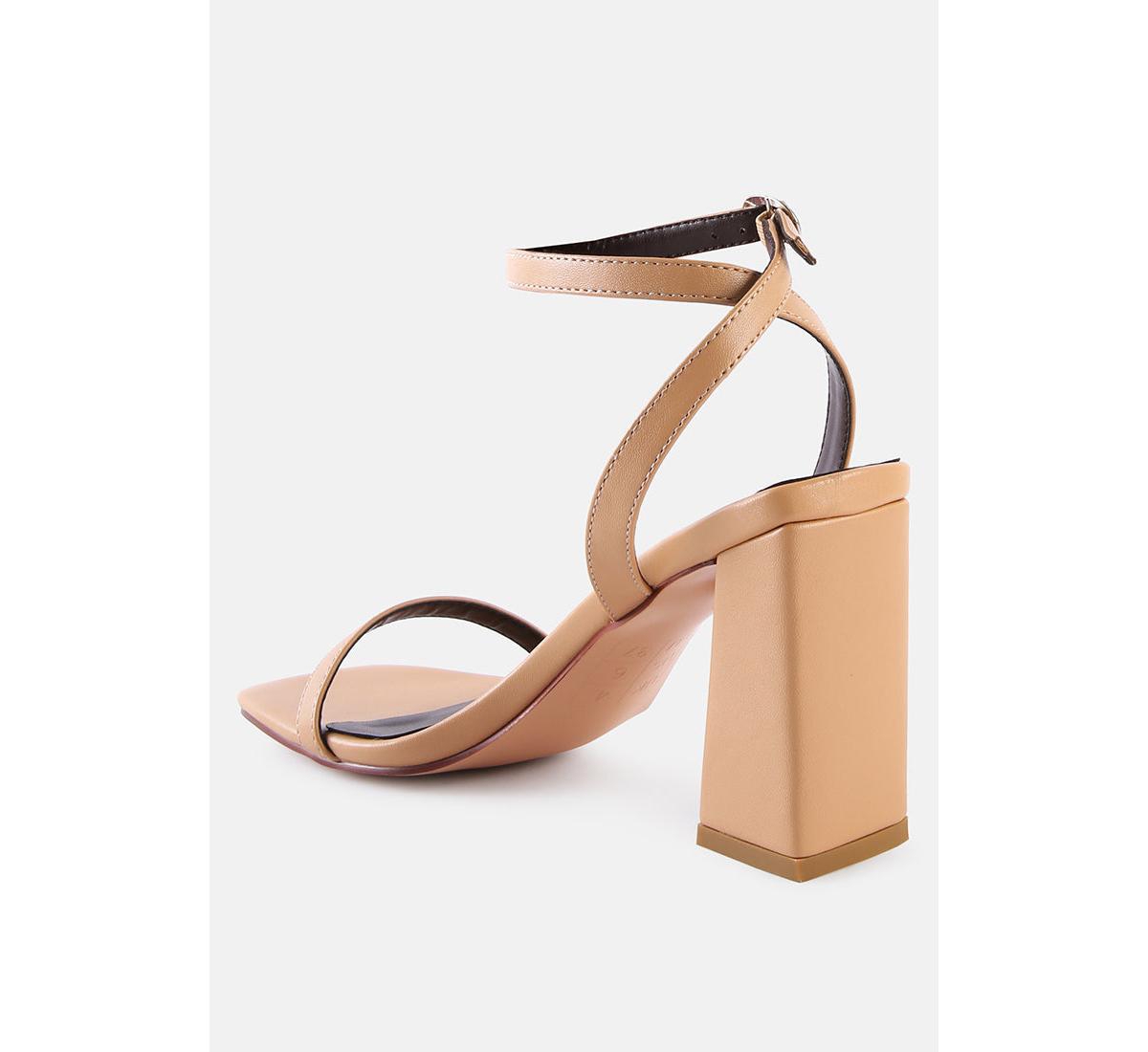 Women's Moon cut Ankle Strap Block Heel Sandals