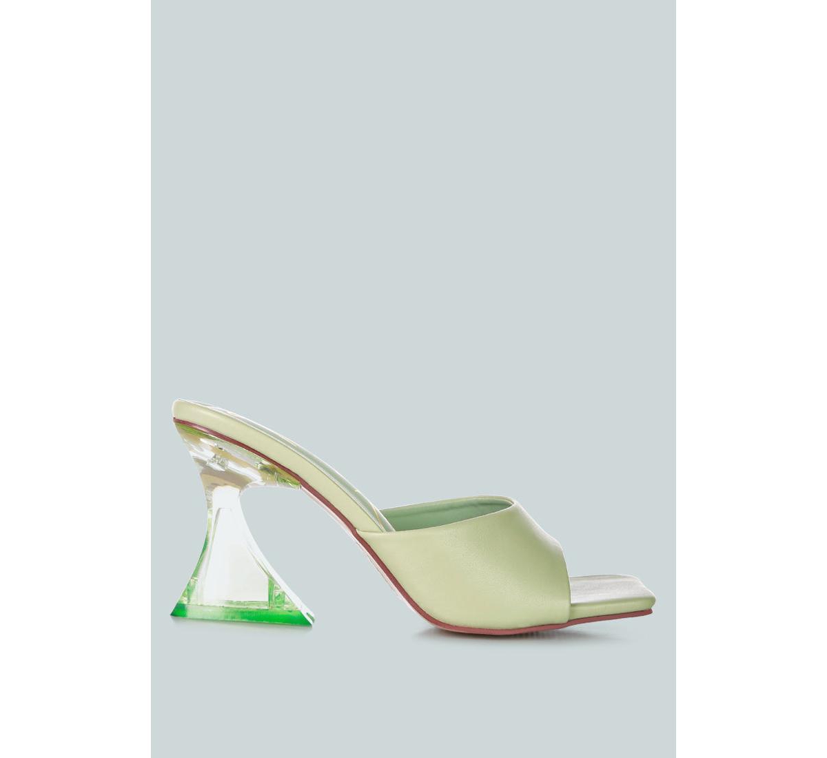 Womens Sweet16 Clear Spool Heel Sandals - White
