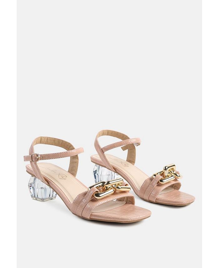 London Rag Icicle Clear Low Heel Metal Chain Sandals - Macy's