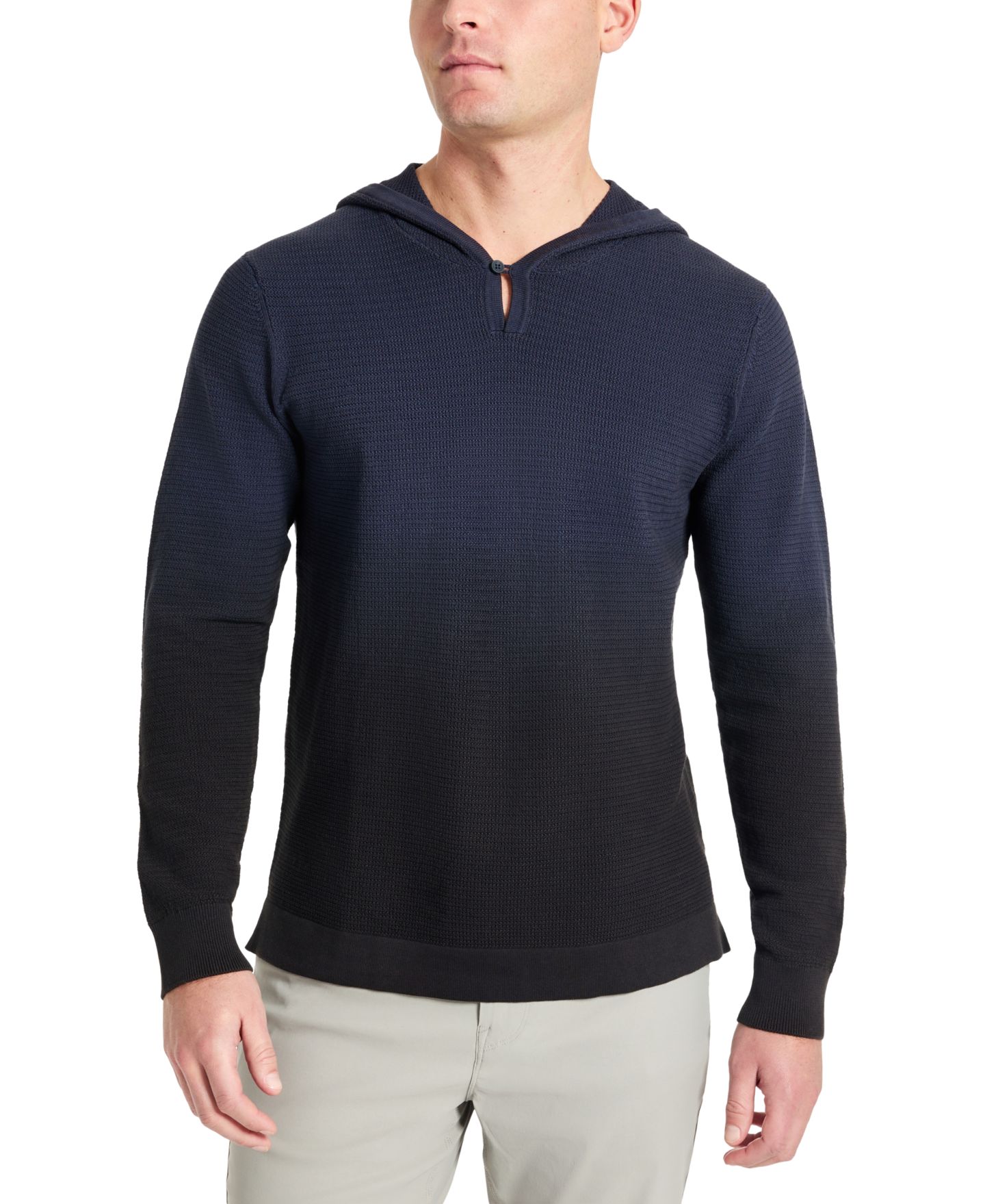 Мужской свитер Kenneth Cole 4-Way Stretch Die-Dyed Hooded, цвет: Тёмно-синий / Чёрный — фото 1