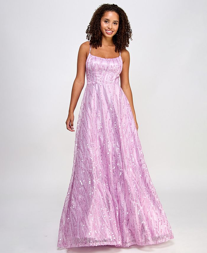 Robe Cocktail Sequins Pour Juniors - Halter Dos Nu Couleur Violet Profond - Taille S
