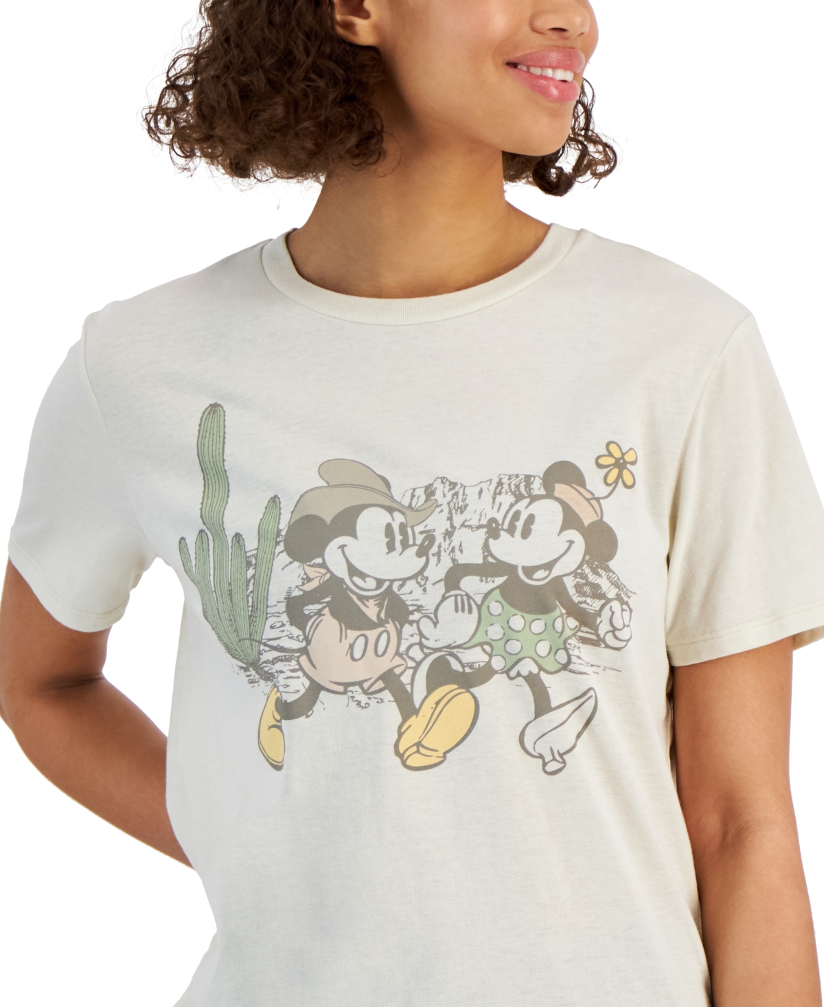 Shop Disney Juniors' Western Minnie & Mickey Graphic-print Tee In Birch