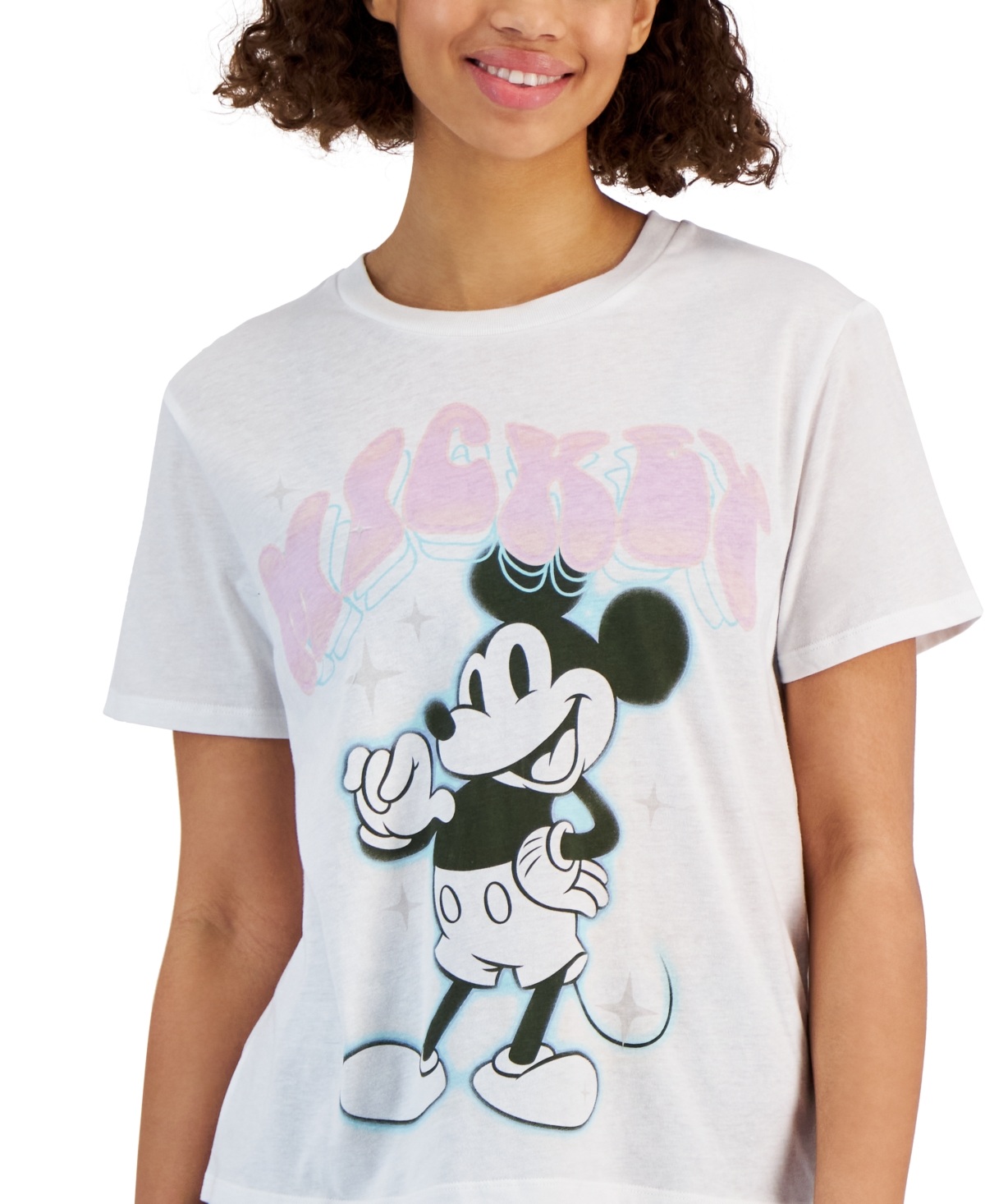 Shop Disney Juniors' Trippy Mickey Graphic-print Tee In White