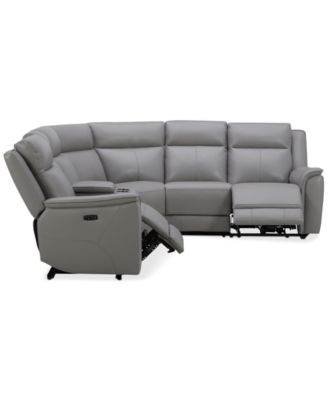 Addyson 117" 6-Pc. Leather Sectional with 2 Zero Gravity Recliners with Power Headrests and 1 Console, Created for Macy's