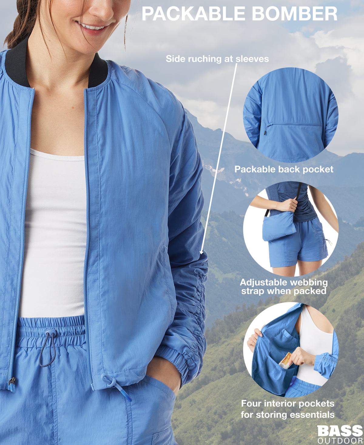 Bass Outdoor Women's Packable Rib-Collar Bomber Jacket - EBB  FLOW