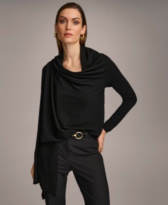Women's Long-Sleeve Drape-Front Cardigan