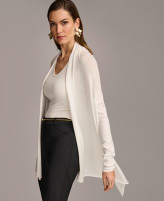 Women's Long-Sleeve Drape-Front Cardigan