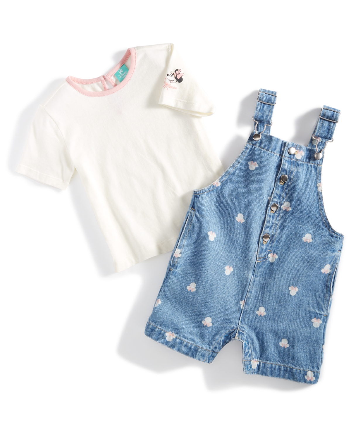 Shop Disney Baby Minnie Mouse T-shirt & Shortall, 2 Piece Set In Multi