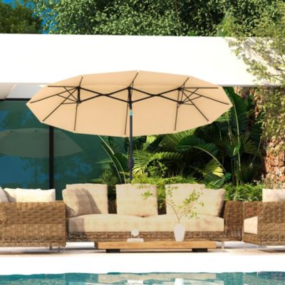 9.7' Double-sided Patio Umbrella with Tilt Outdoor Umbrella,
