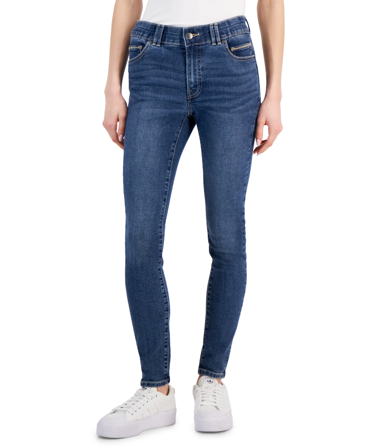 Shop Nautica Jeans Women's Mid-rise Skinny-leg Jeans In Dark Blue