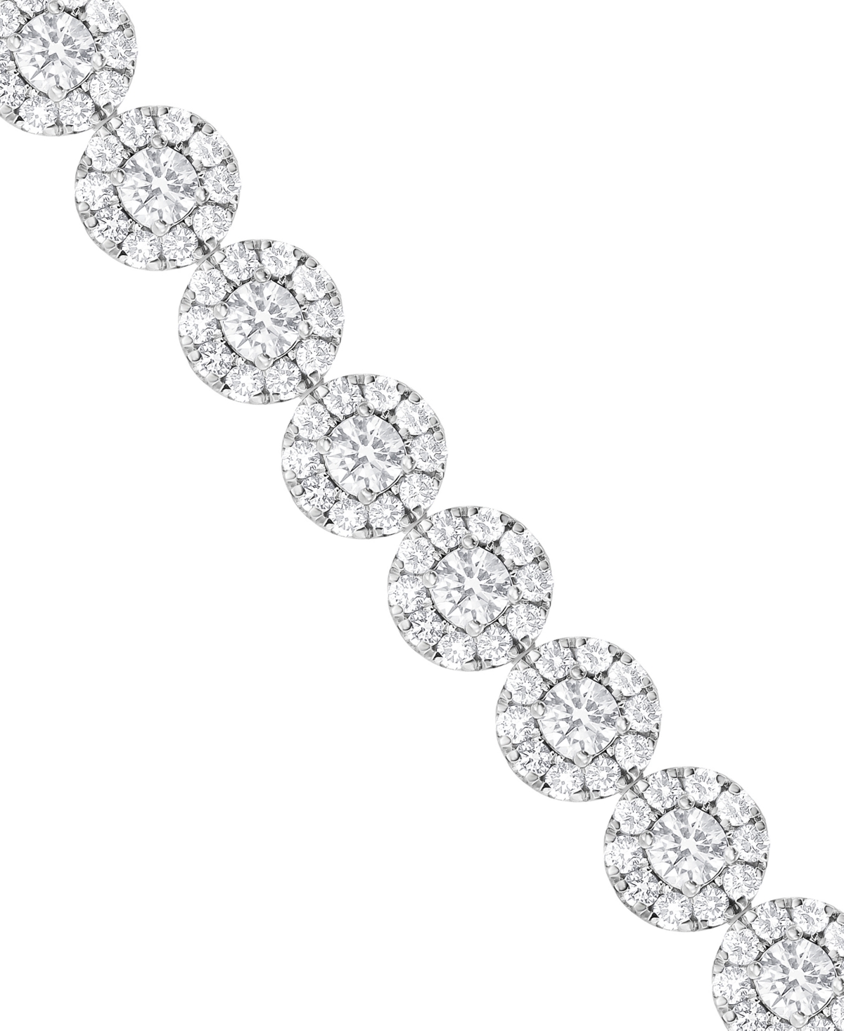 Shop Macy's Diamond Halo Tennis Bracelet (7 Ct. T.w.) In 14k White Gold