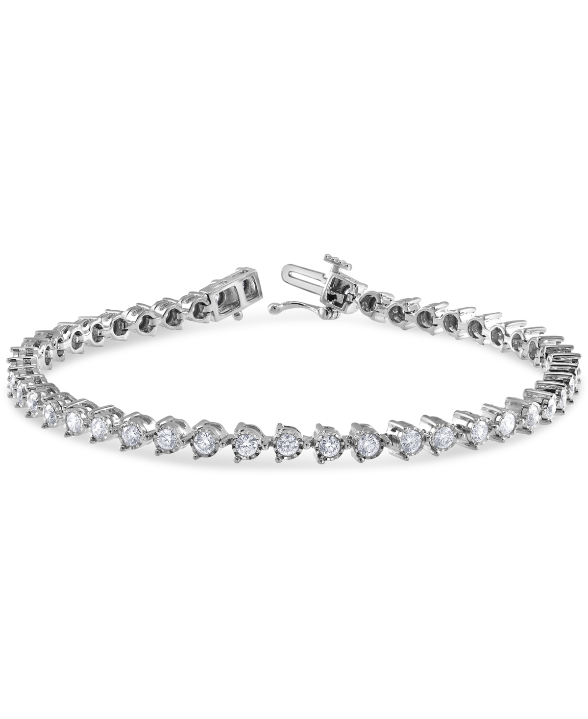 Shop Macy's Diamond Tennis Bracelet (2-3/8 Ct. T.w.) In 10k White Gold