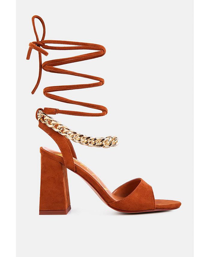 London Rag Women's Gone Gurl Metal Chain Lace Up Sandals Macy's