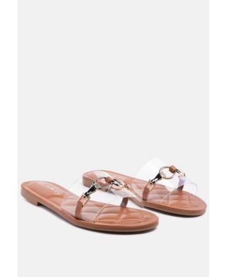 Women's Scoth Clear Buckled Quilted Slides
