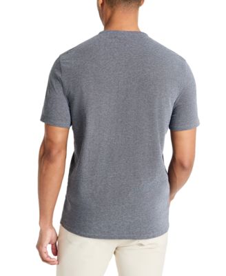 Men's 4-Way Stretch Heathered Stand-Collar Piqu&eacute; Henley