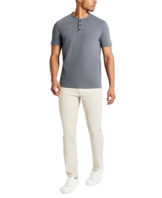 Men's 4-Way Stretch Heathered Stand-Collar Piqu&eacute; Henley