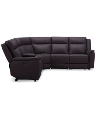 Addyson 117" 6-Pc. Leather Sectional with 3 Zero Gravity Recliners with Power Headrests & 1 Console