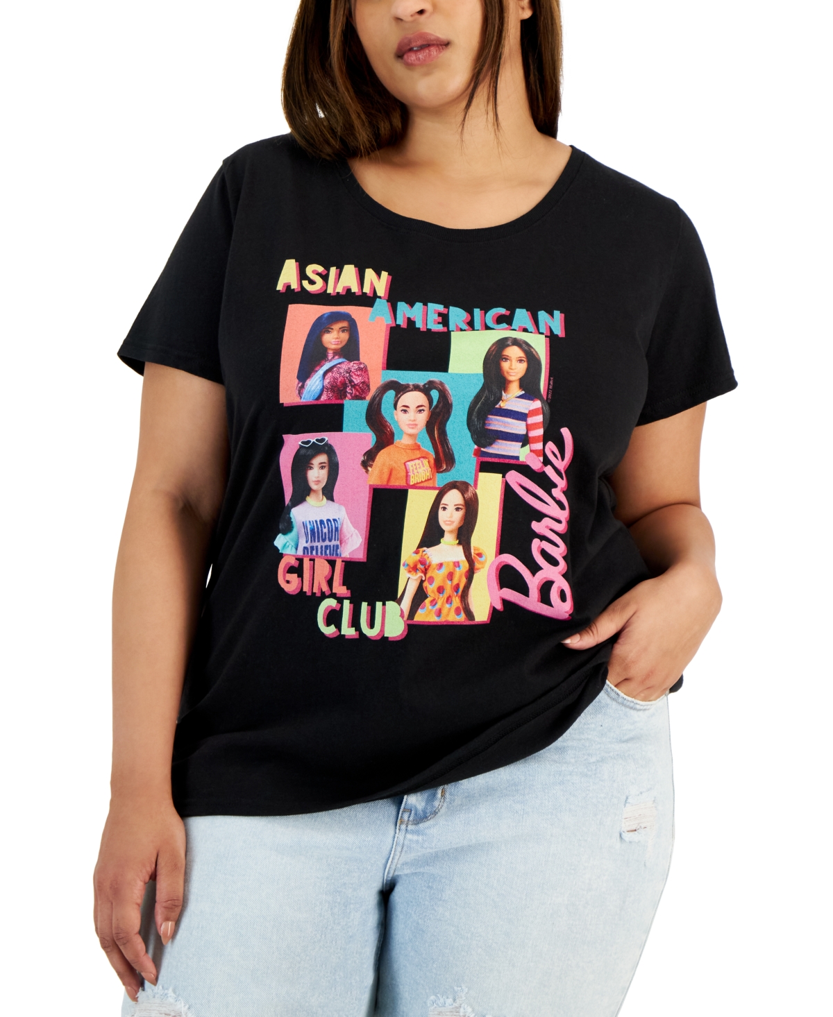 Shop Air Waves Trendy Plus Size Asian American Pacific Islander Barbie Graphic T-shirt In Black