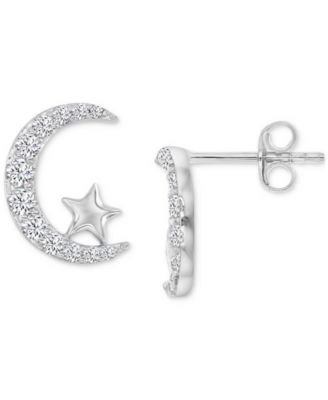 Macy's - Cubic Zirconia Crescent Moon & Polished Star Stud Earrings