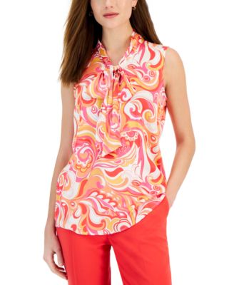 Tahari ASL - Women's Tie-Neck Sleeveless Blouse