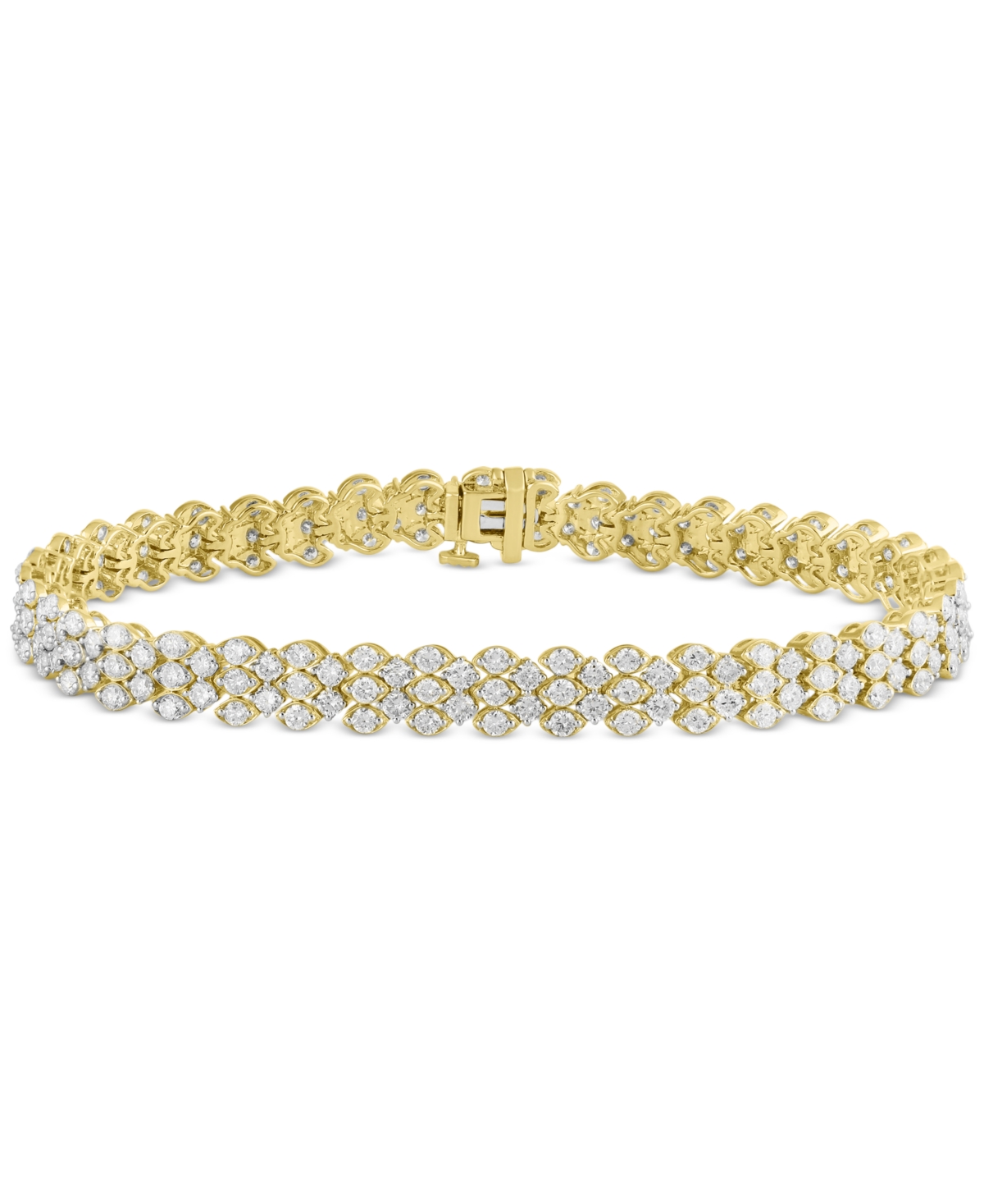 Shop Macy's Diamond Multi-row Tennis Bracelet (6 Ct. T.w.) In 10k Gold In Yellow Gold