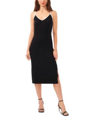 knee length dresses for ladies Jill Contrast Stitch Linen Midi Dress main image 1