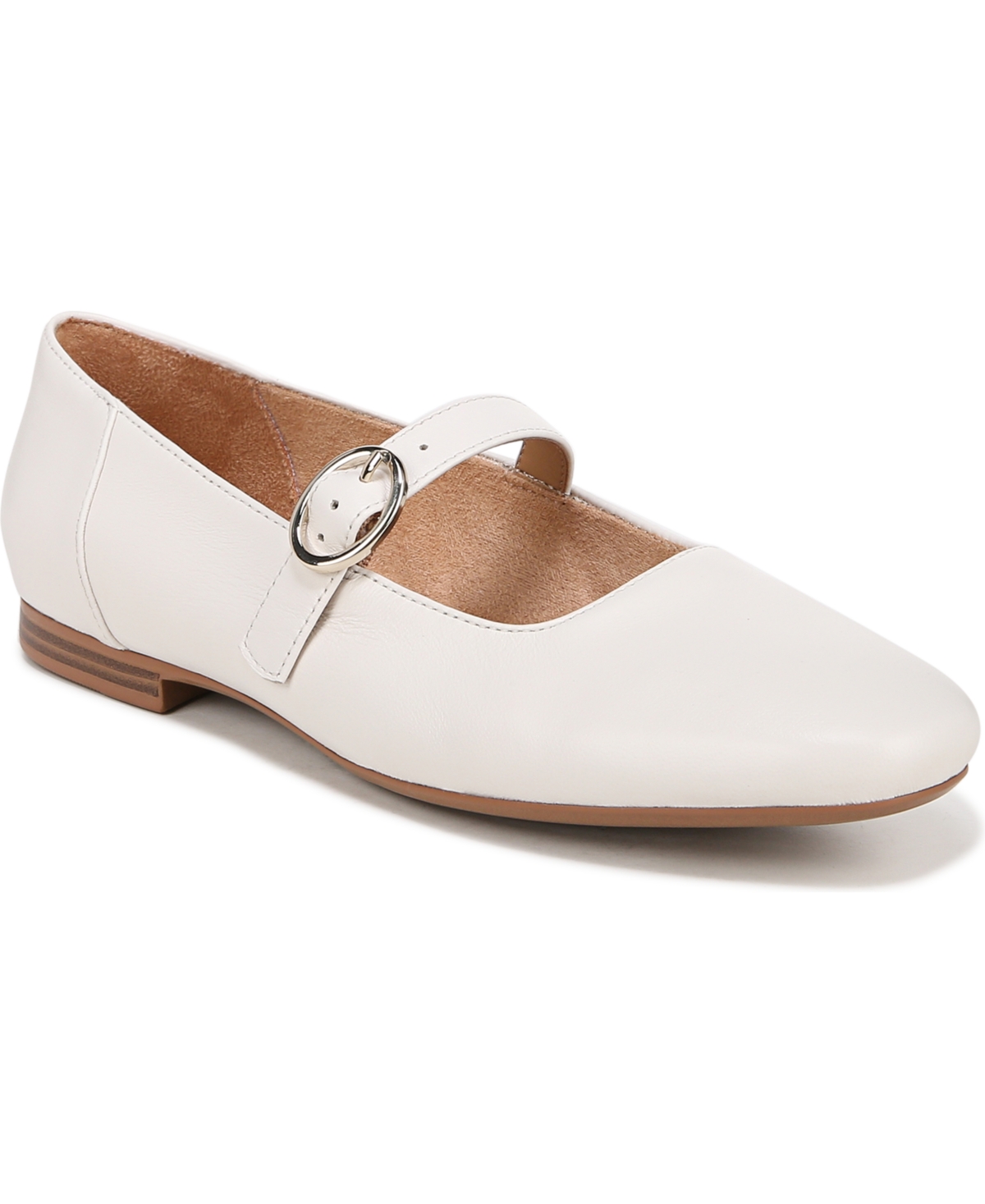 Naturalizer Kelly Mary-jane Flats In Warm White Leather