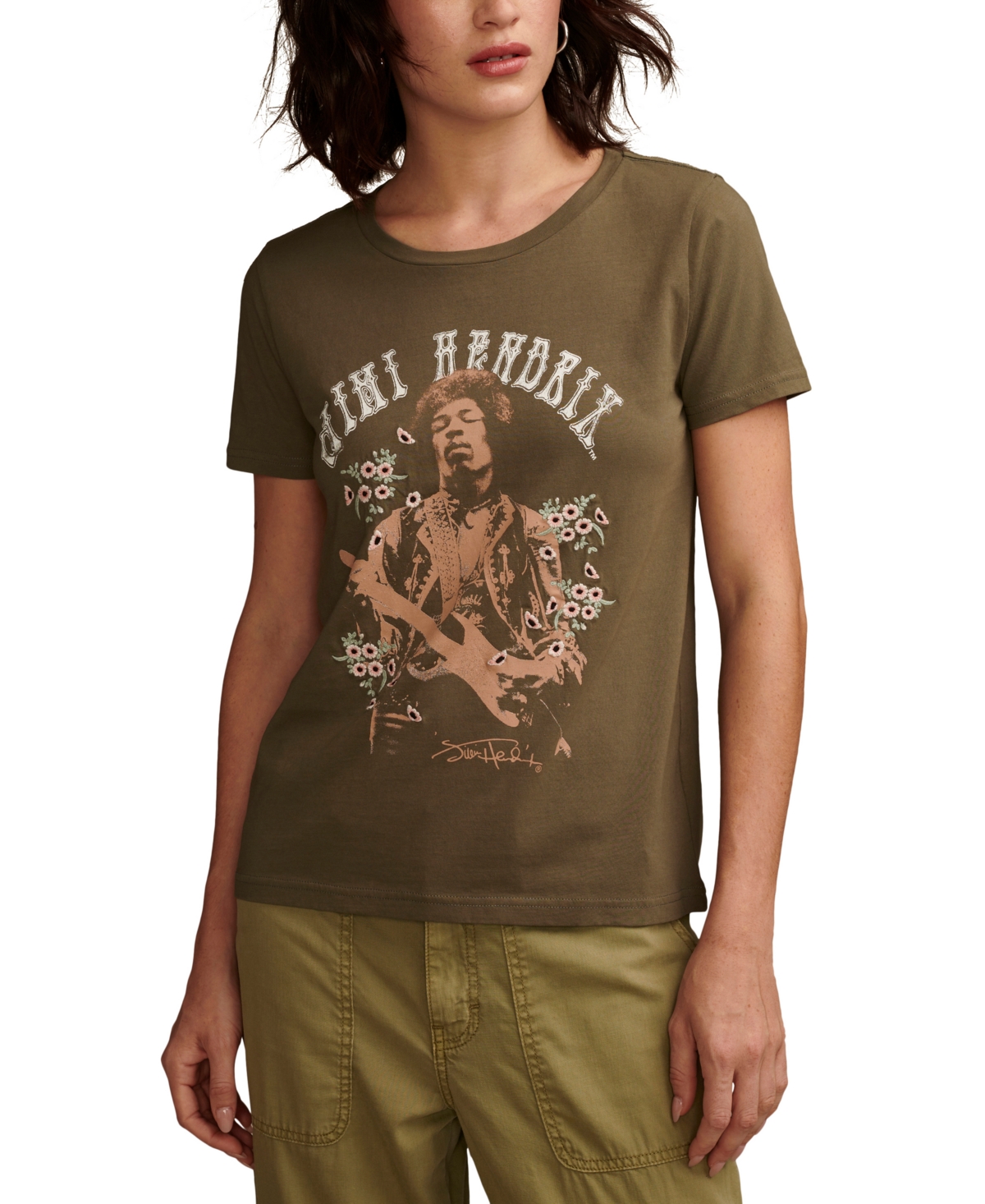 Lucky Brand Women's Jimi Hendrix Floral Portrait Cotton T-shirt In Deep Depths