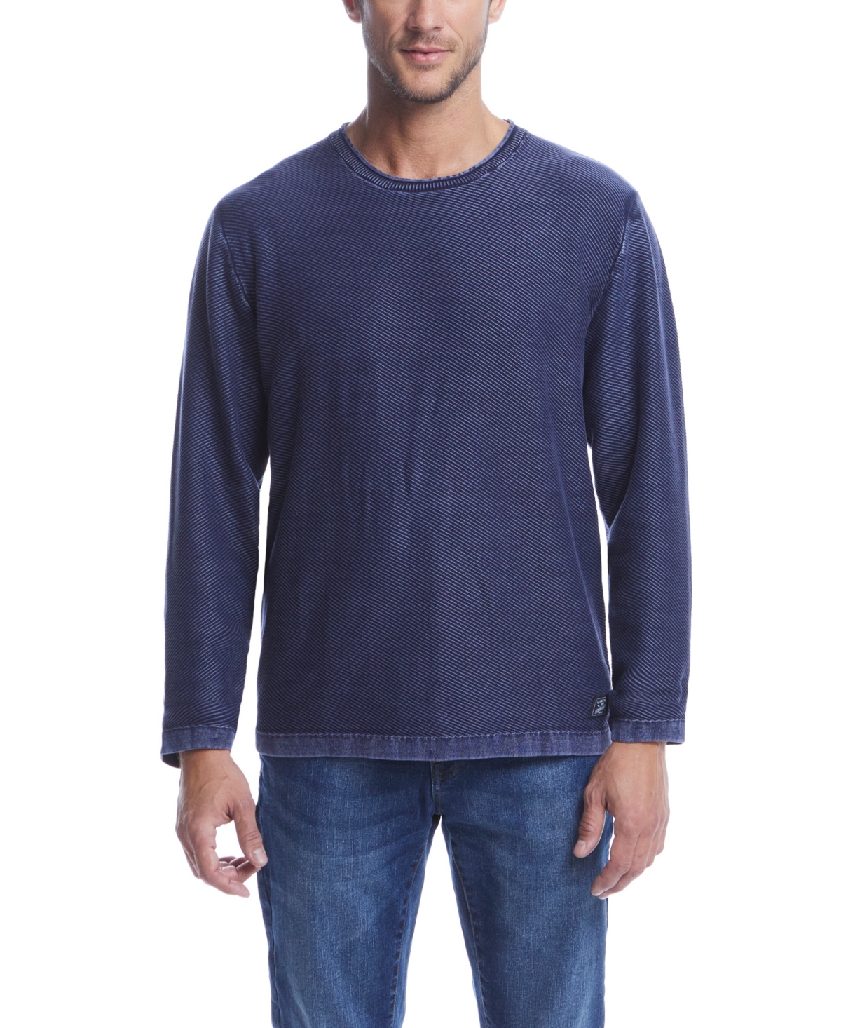Weatherproof Vintage Men's Twill Stonewash Crewneck Sweater In Orion Blue